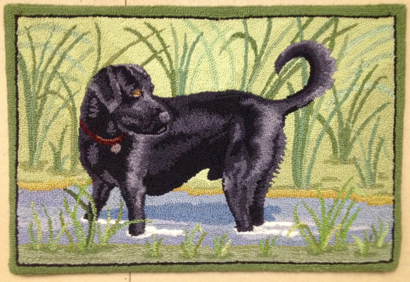 Black lab portrait rug finished