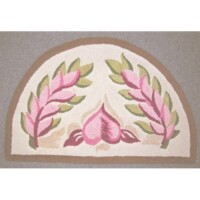 Semicircular floral-patterned rug.