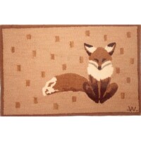 Illustration of a fox on a patterned rug.