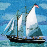 A sailboat glides on the water with a clear blue sky in the background, and the image features text that reads "as america's '98 glen cove ny.